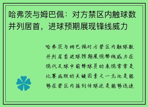 哈弗茨与姆巴佩：对方禁区内触球数并列居首，进球预期展现锋线威力