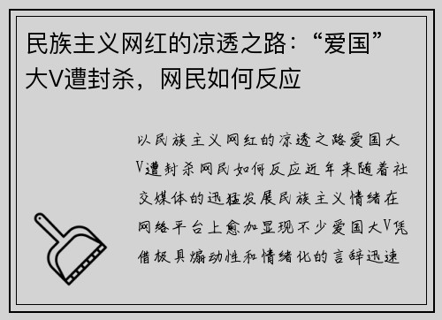 民族主义网红的凉透之路：“爱国”大V遭封杀，网民如何反应